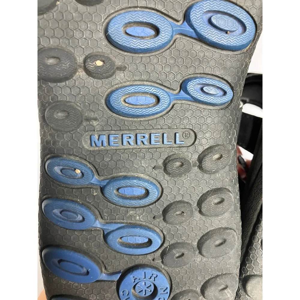 Merrell Performance Sandals Mens 12 Black Blue Good Strappy Air Cushion J289823C